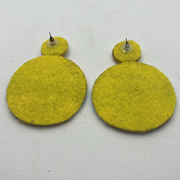 BEADED CACTUS DESIGN EARRINGS felt backing large circles - Picture 5 of 5
